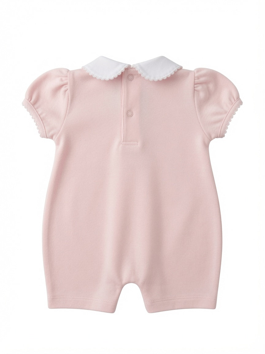 Little Pima Pink Hand Smocked Romper